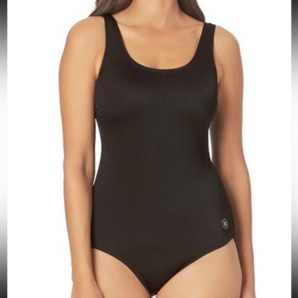 NWT Hurley One Piece Ribbed Swimsuit Black